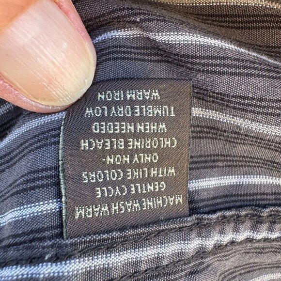 Tasso Elba Mens Tailored Fit Gray White Striped Button-Down Long Sleeve Shirt L - Picture 5 of 8